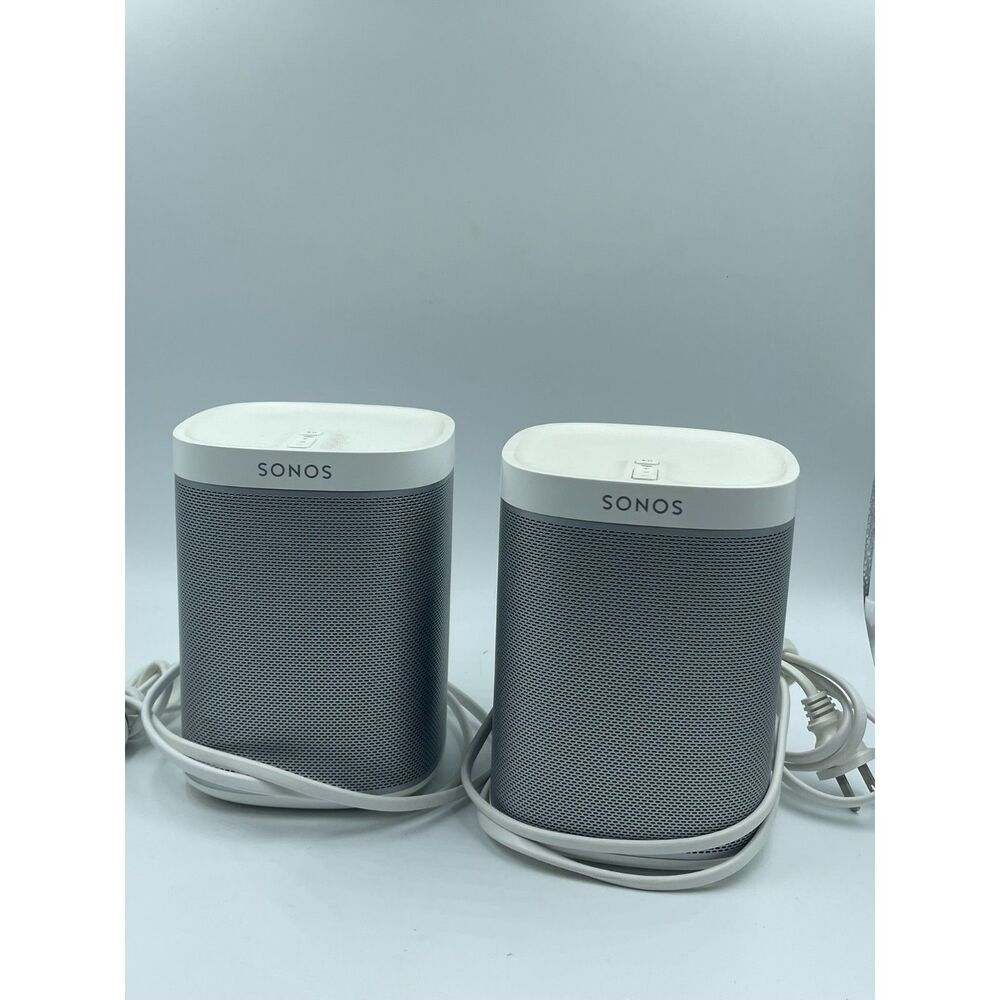 SET OF 2: Sonos PLAY:1 Compact Wireless Smart Speakers - White/Silver Pair
